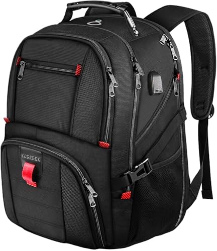 YOREPEK Large Backpack for Men, Extra Large Laptop Backpacks for Men Women, Water Resistant Travel Backpack Airline Approved Business Work Bag with USB Charging Port Fits 17 Inch Computer, Black