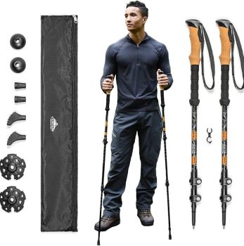 Cascade Mountain Tech Lightweight Aircraft-Grade Aluminum Trekking Poles with Extended Down Grip Plus Tip Kit